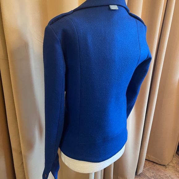 NEW! Falconnable Blue Wool Moto Jacket Size 38/6 - Picture 9 of 15